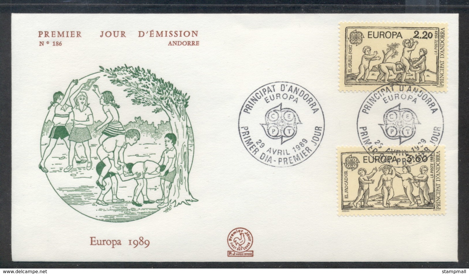 Andorra (Fr.) 1989 Europa Children's Play FDC - Cartas & Documentos