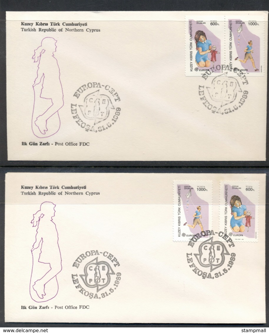 Cyprus Turkish 1989 Europa Children's Play 2x FDC - Covers & Documents