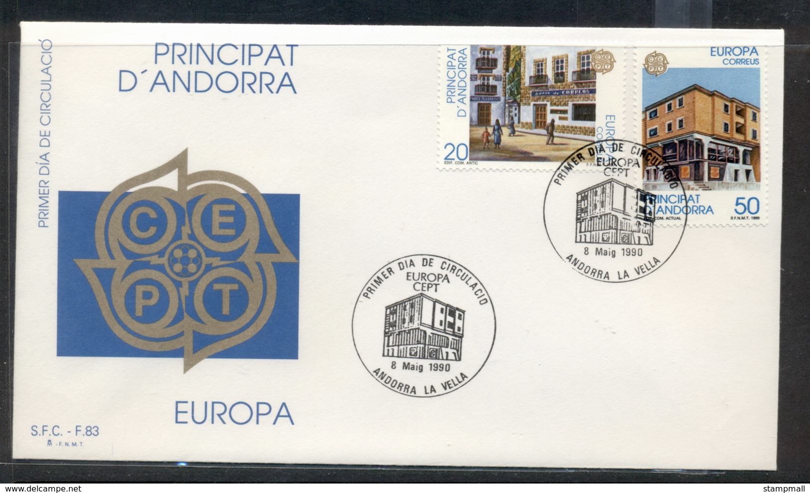 Andorra (Sp.) 1990 Europa Post Offices FDC - Covers & Documents