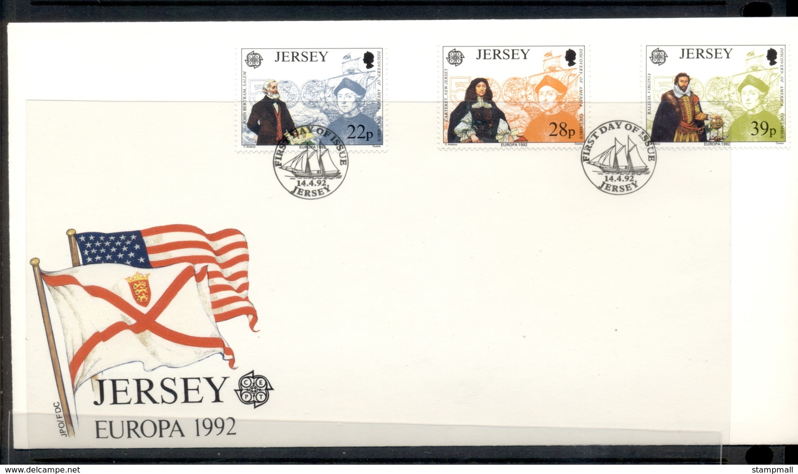 Jersey 1992 Europa Columbus Discovery Of America FDC - Jersey