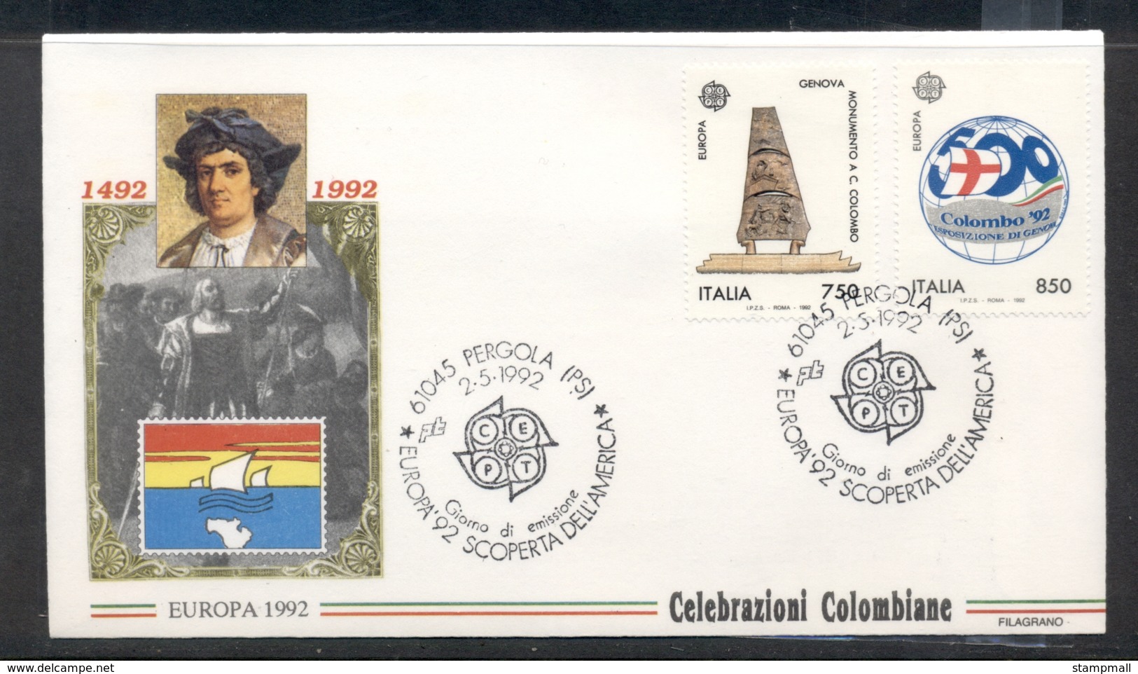 Italy 1992 Europa Columbus Discovery Of America FDC - FDC