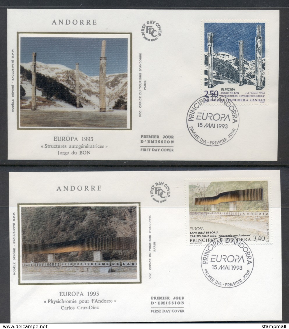 Andorra (Fr.) 1993 Europa Modern Art 2x FDC - Lettres & Documents