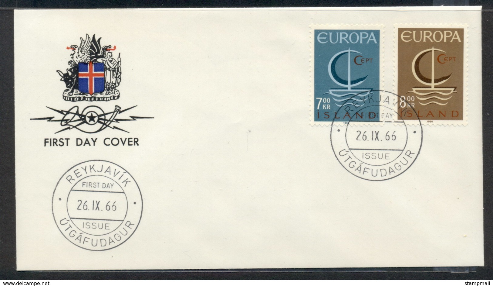 Iceland 1966 Europa Sailboat FDC - FDC