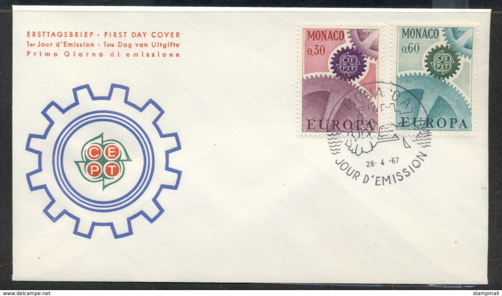 Monaco 1967 Europa Cogwheels FDC - FDC