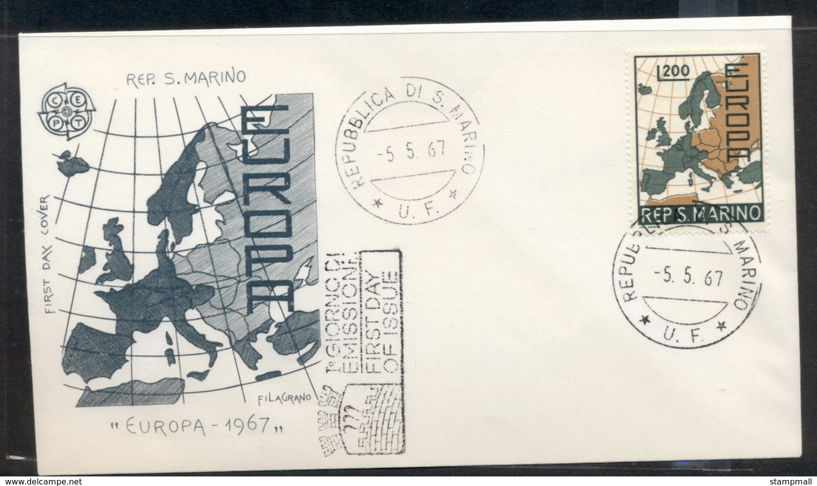 San Marino 1967 Europa Map FDC - FDC