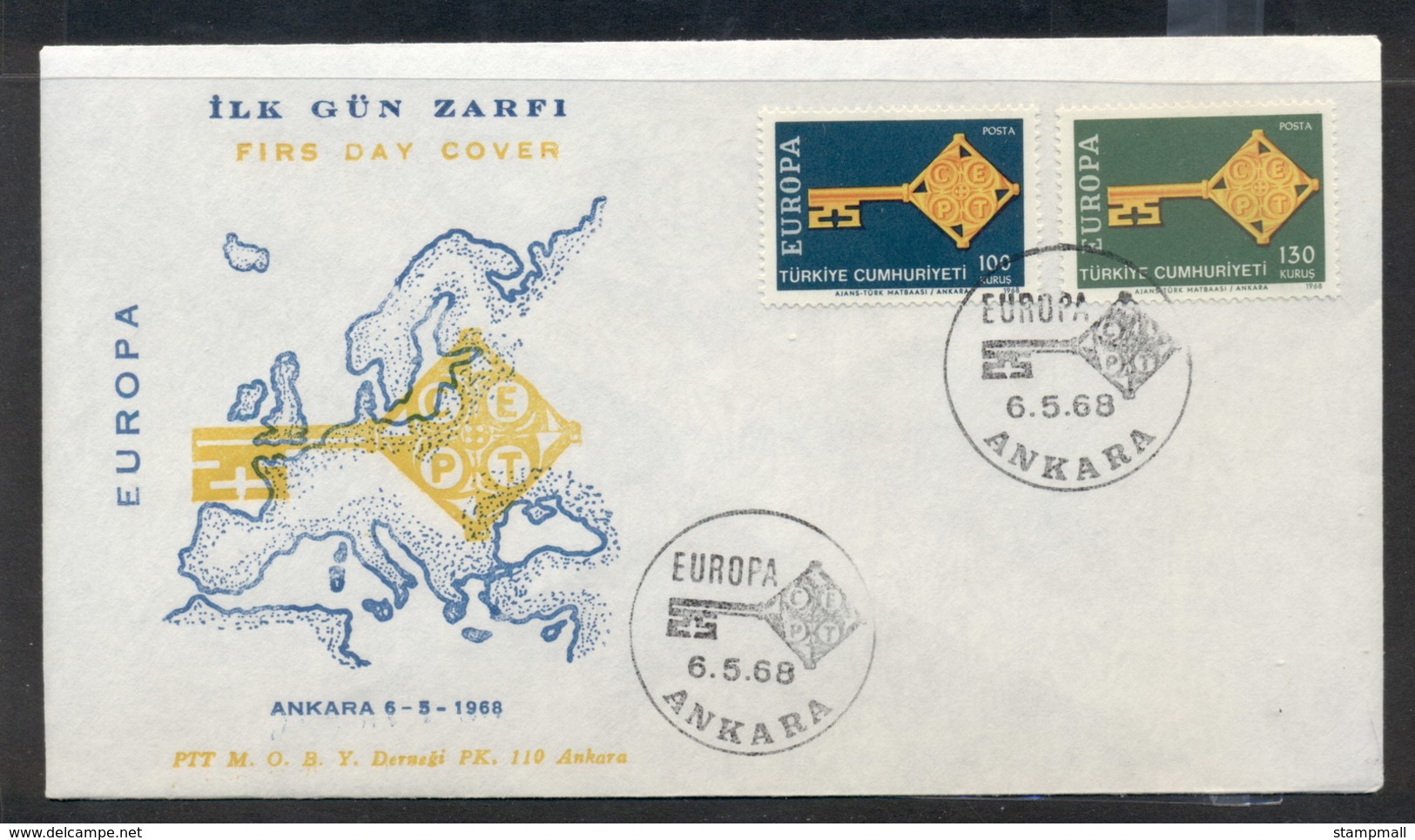 Turkey 1968 Europa Key With Emblem FDC - FDC