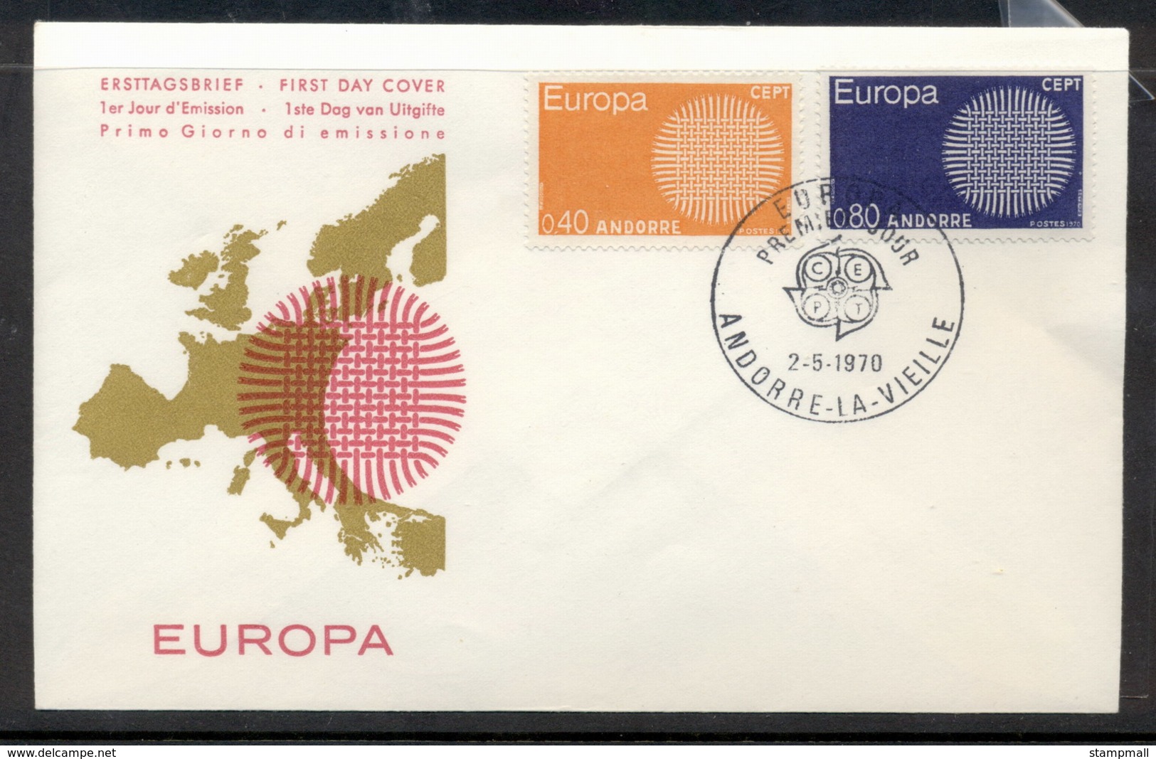 Andorra (Fr.) 1970 Europa Woven Threads FDC - Covers & Documents