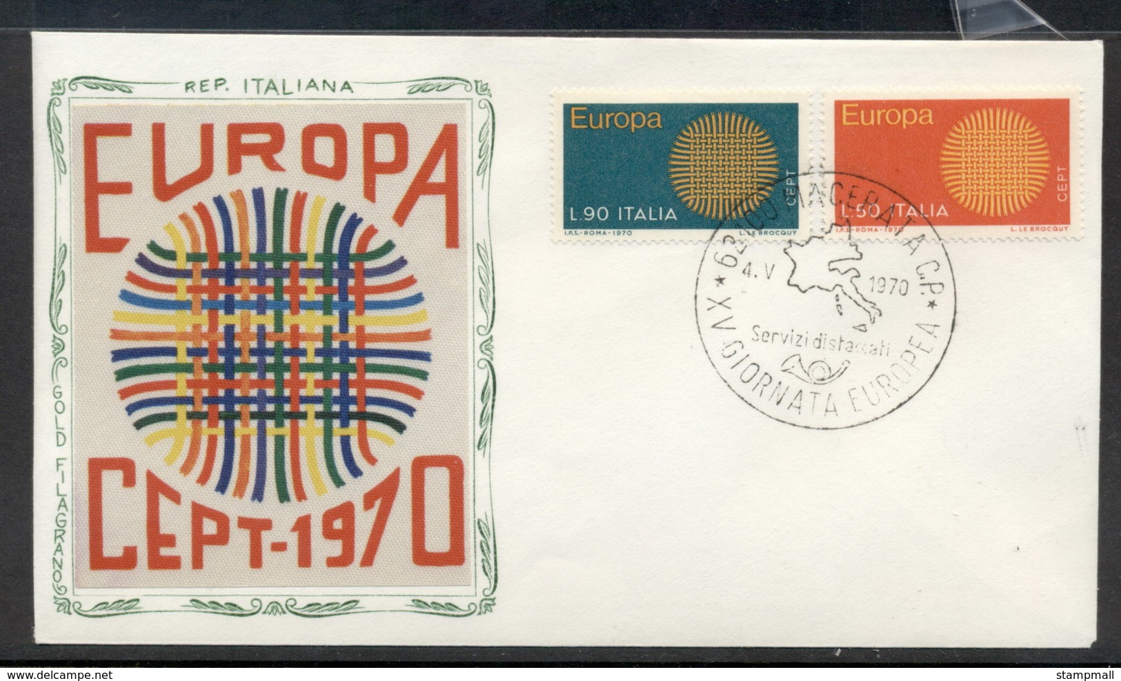 Italy 1970 Europa Woven Threads FDC - FDC