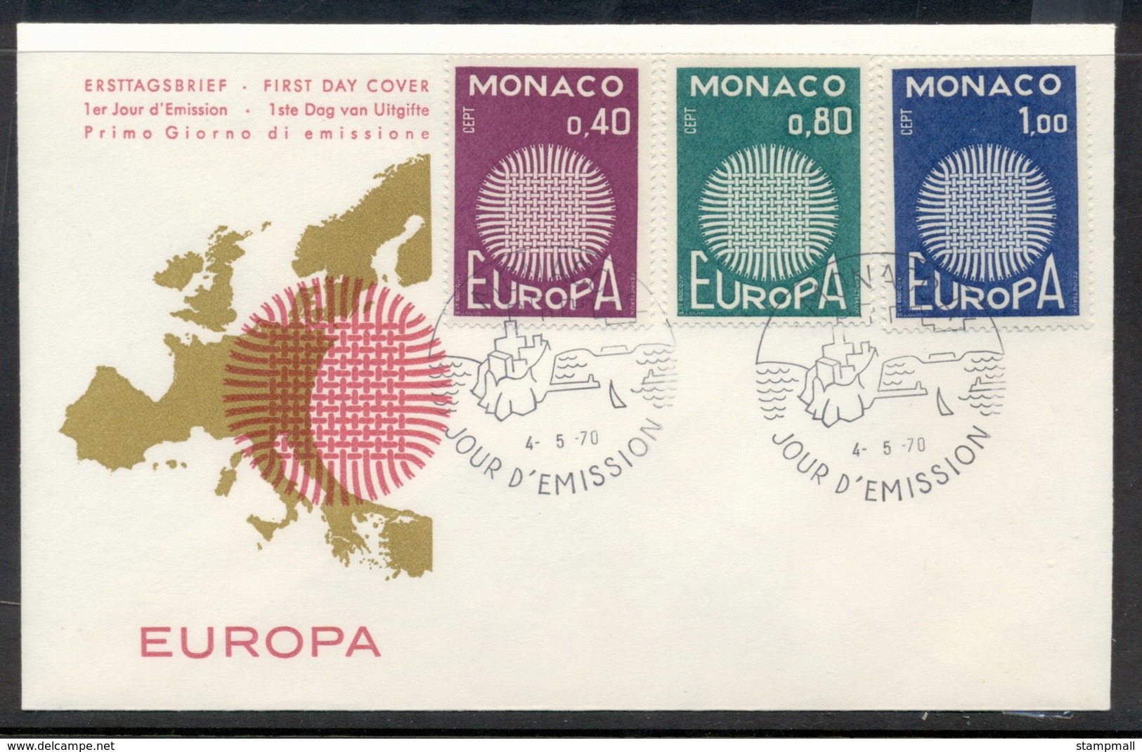 Monaco 1970 Europa Woven Threads FDC - FDC