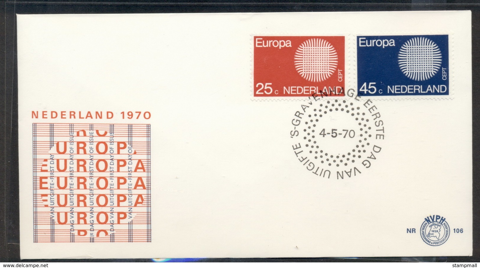 Nederland 1970 Europa Woven Threads FDC - FDC