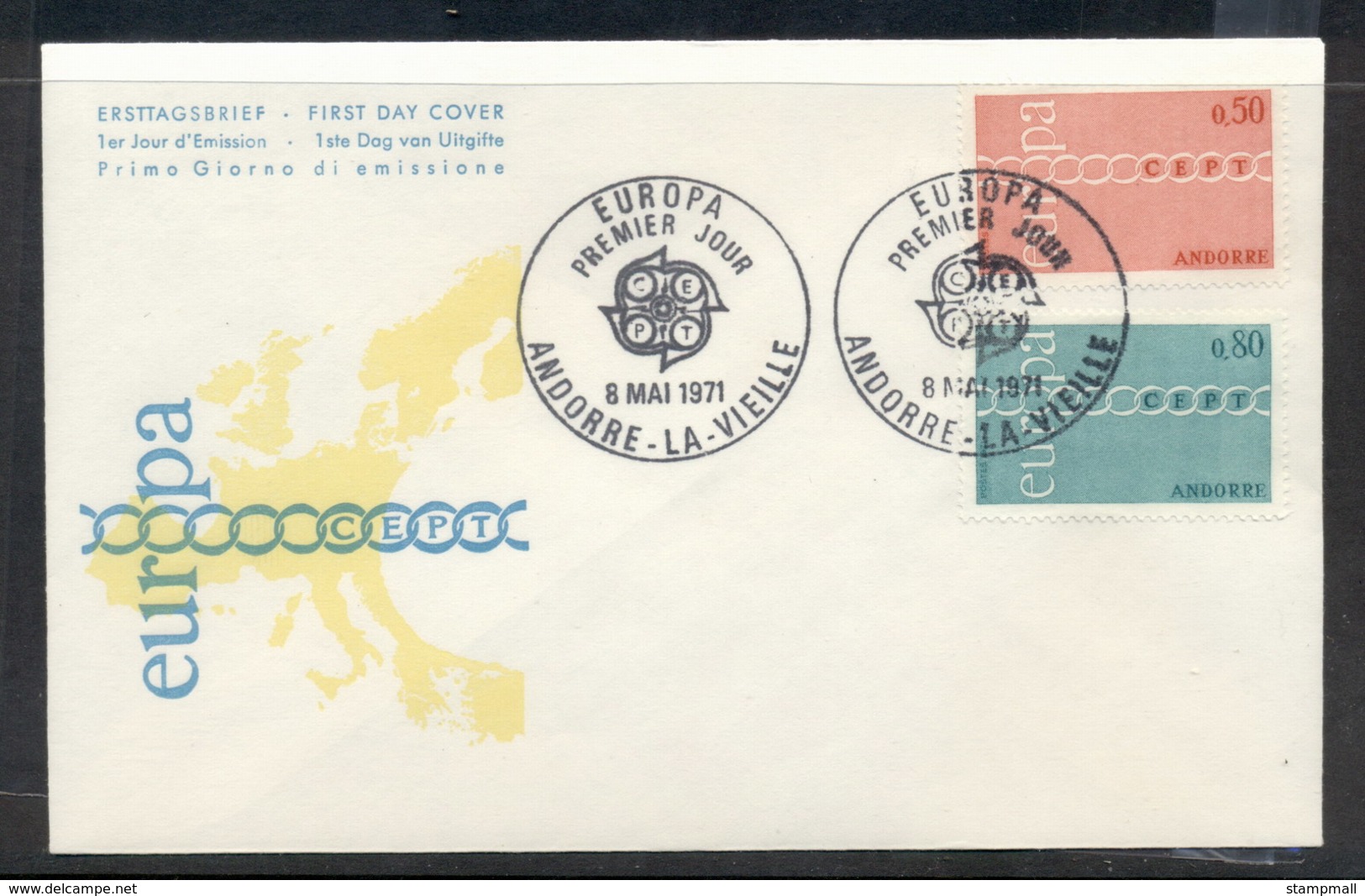 Andorra (Fr.) 1971 Europa Chain Through O FDC - Covers & Documents