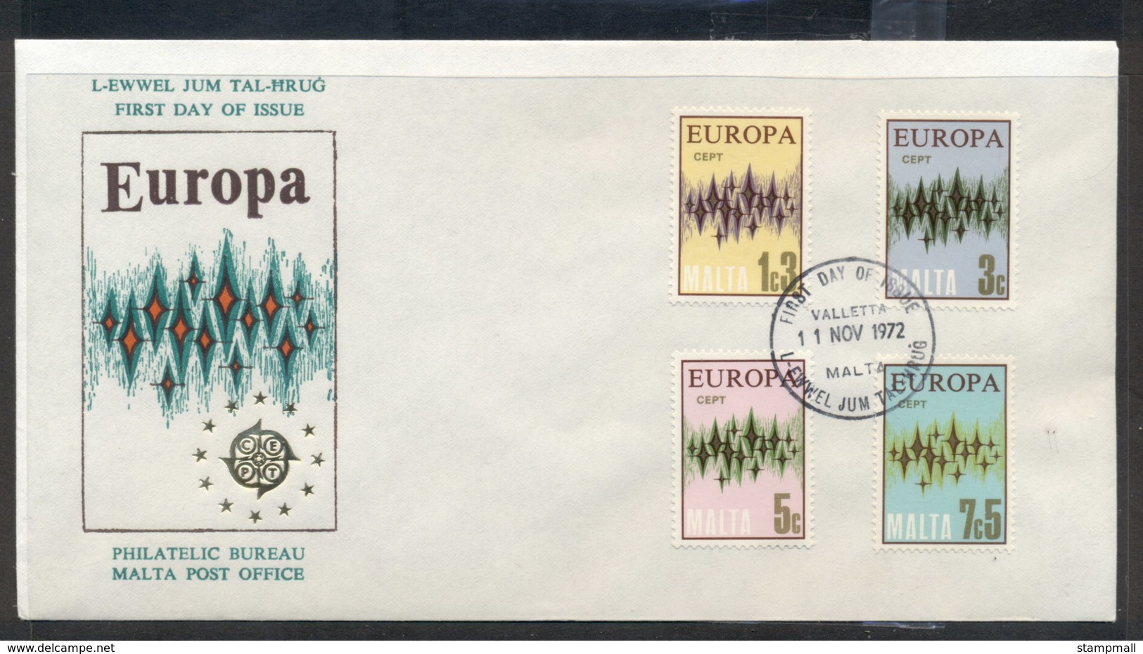 Malta 1972 Europa Sparkles FDC - Malta