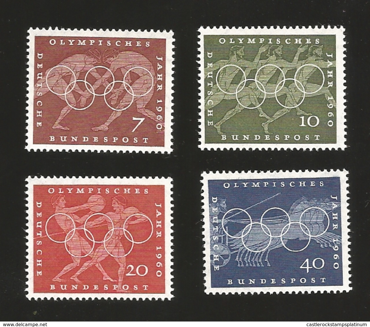 O) 1960 GERMANY, OLYMPIC GAMES ROME -SPORTS SCENES FROM GREEK URNS-SPRINTERS-DISCUS AND JAVELIN THROWERS, MNH - Other & Unclassified