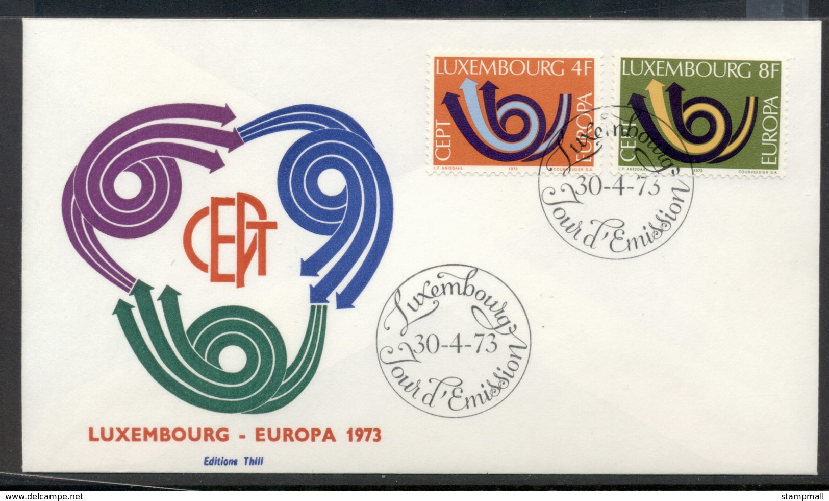 Luxembourg 1973 Europa Posthorn Arrow FDC - FDC