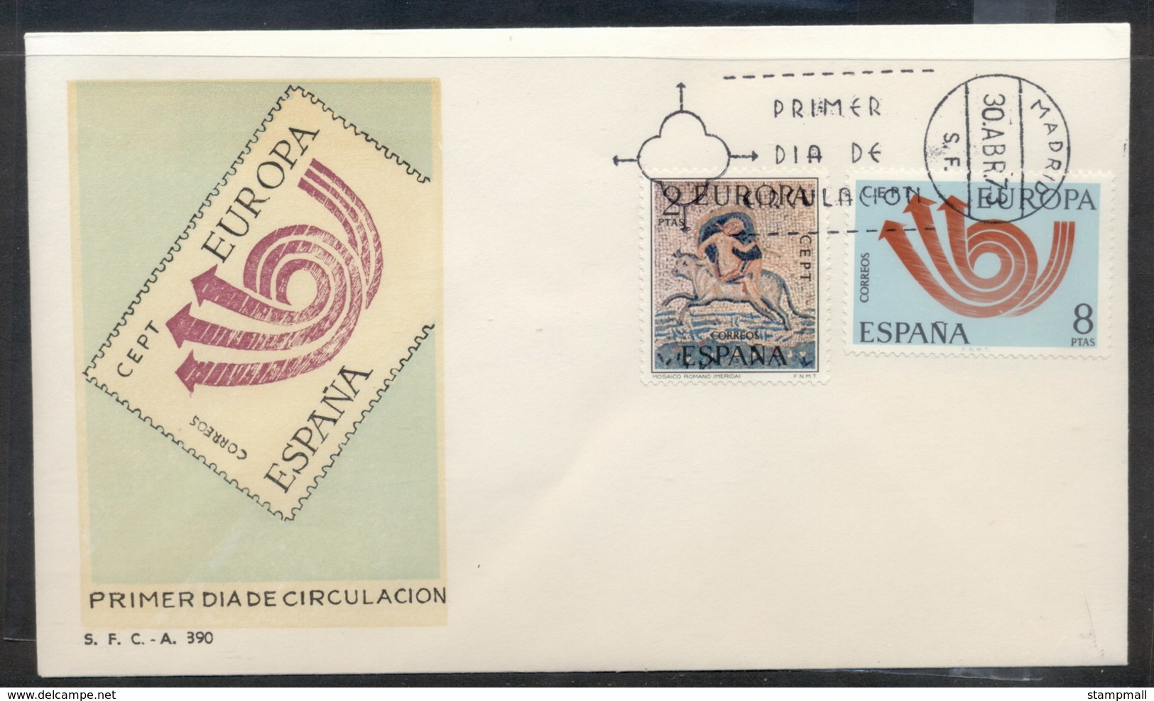 Spain 1973 Europa Posthorn Arrow FDC - FDC