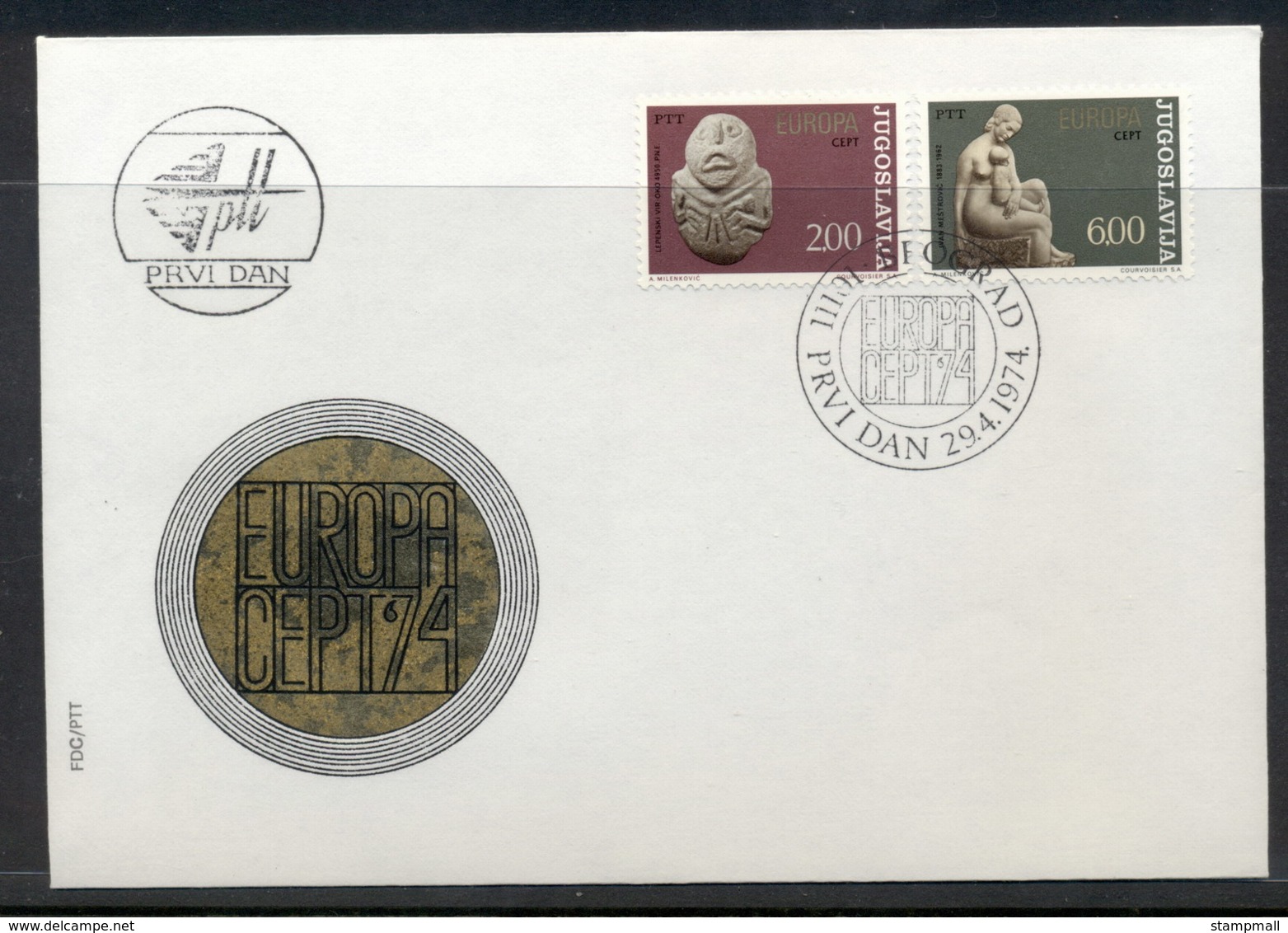 Yugoslavia 1974 Europa Sculpture FDC - FDC