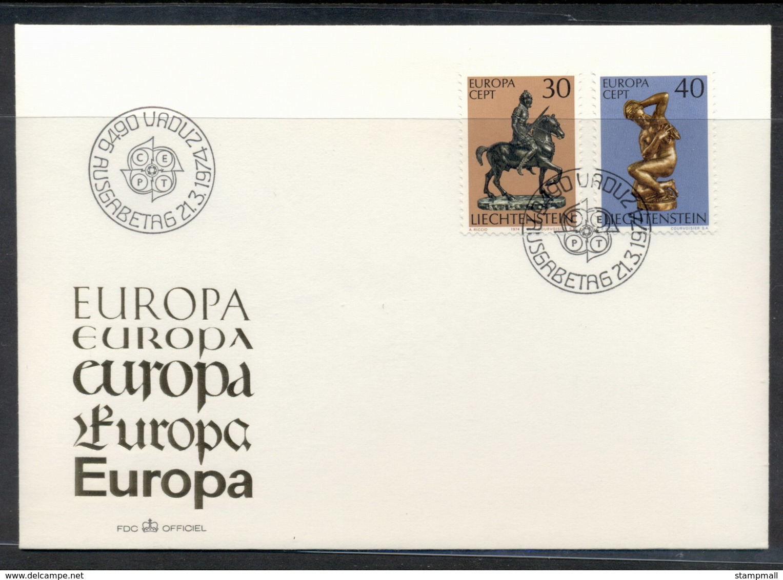 Liechtenstein 1974 Europa Sculpture FDC - FDC