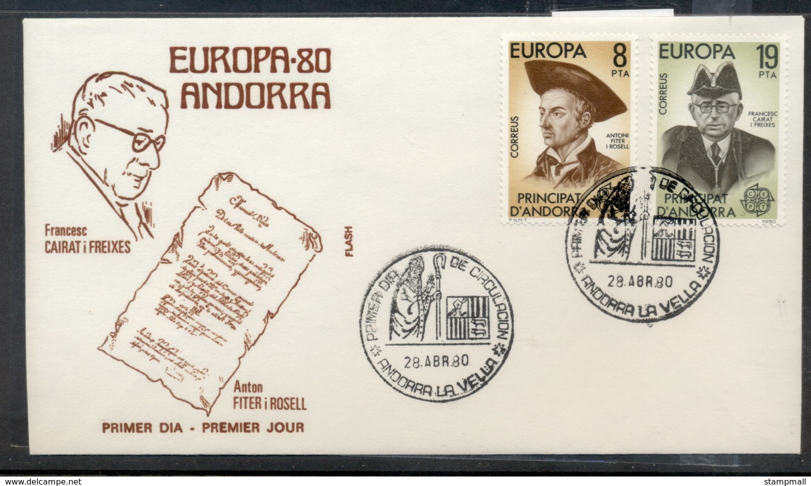 Andorra (Sp.) 1980 Europa Celebrities FDC - Covers & Documents