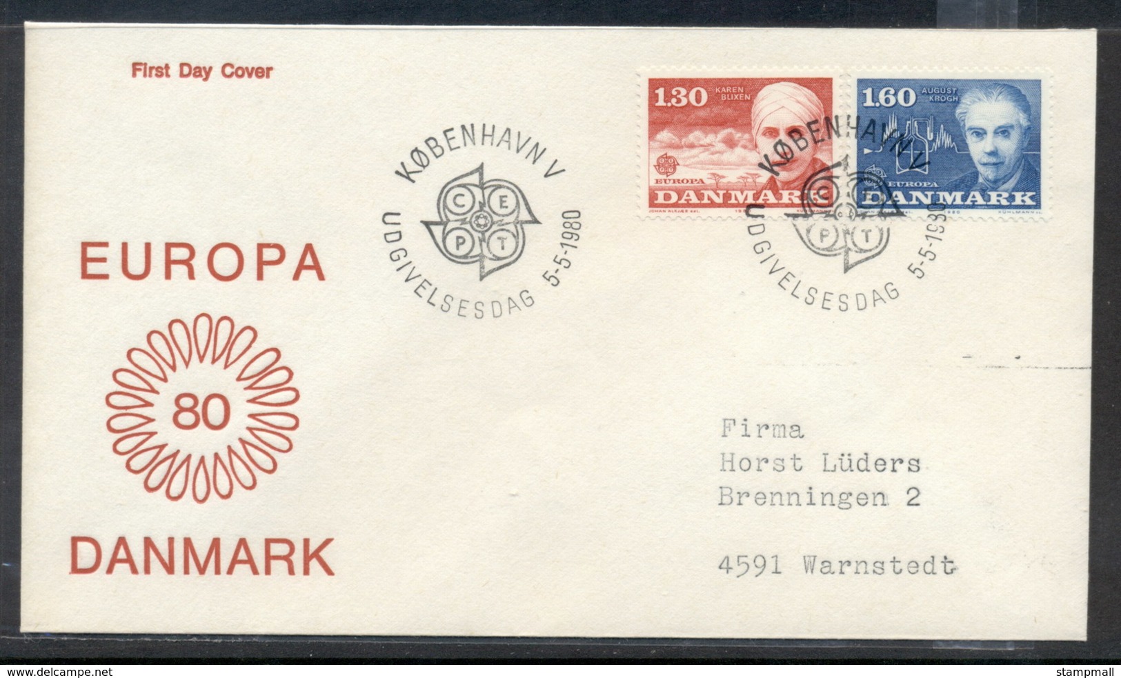 Denmark 1980 Europa Celebrities FDC - FDC