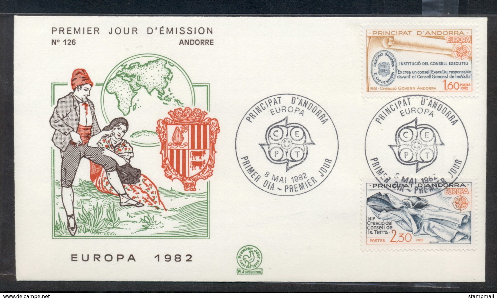 Andorra (Fr.) 1982 Europa History FDC - Covers & Documents