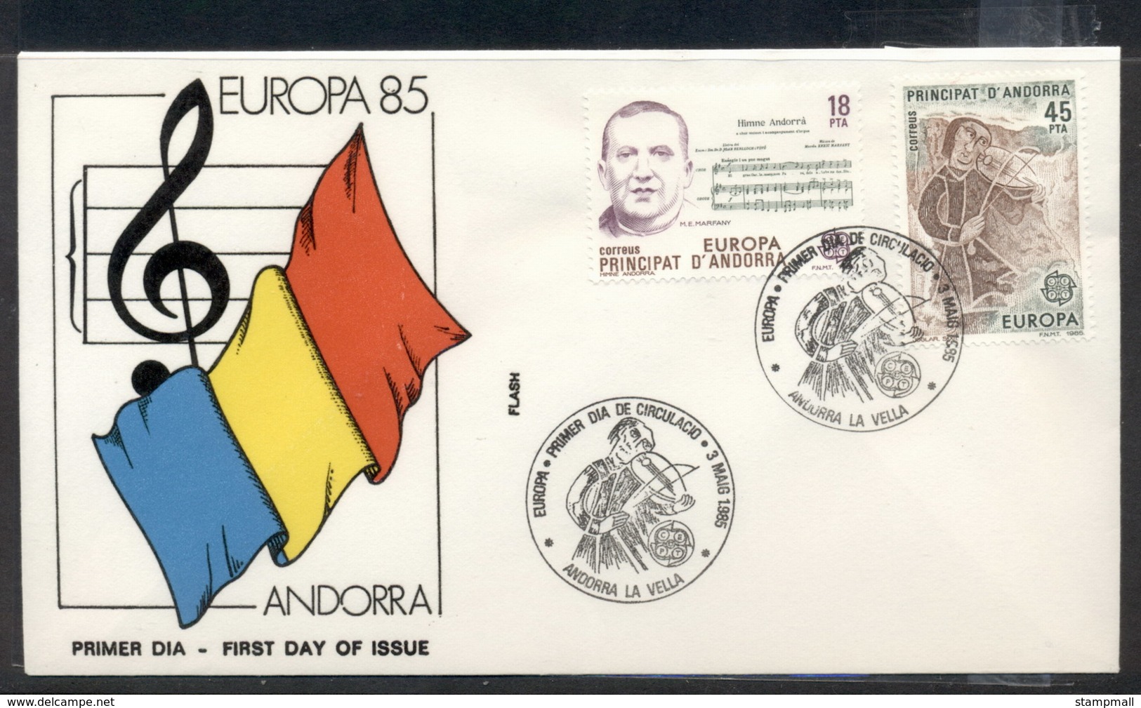 Andorra (Fr.) 1985 Europa Music Year FDC - Covers & Documents