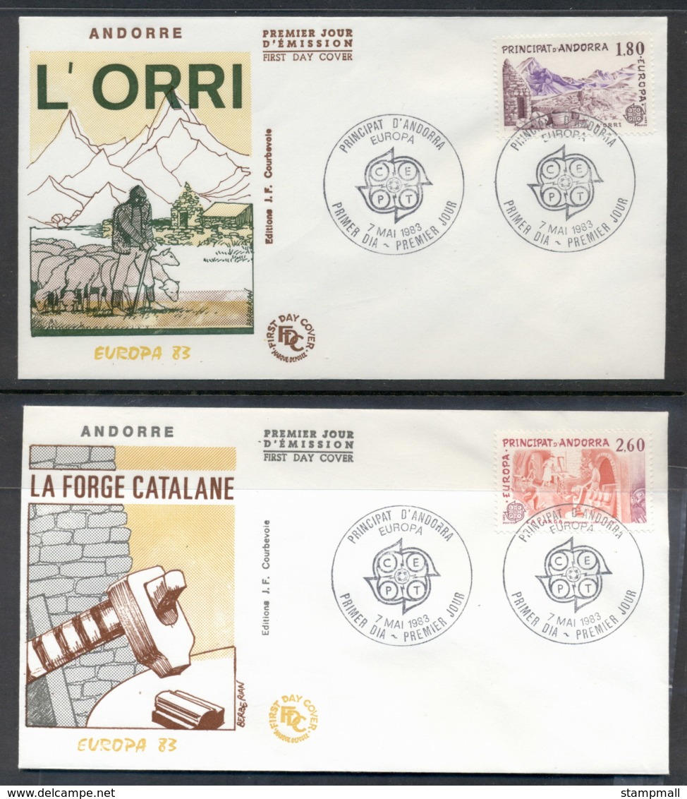 Andorra (Fr.) 1983 Europa Human Genius 2x FDC - Briefe U. Dokumente