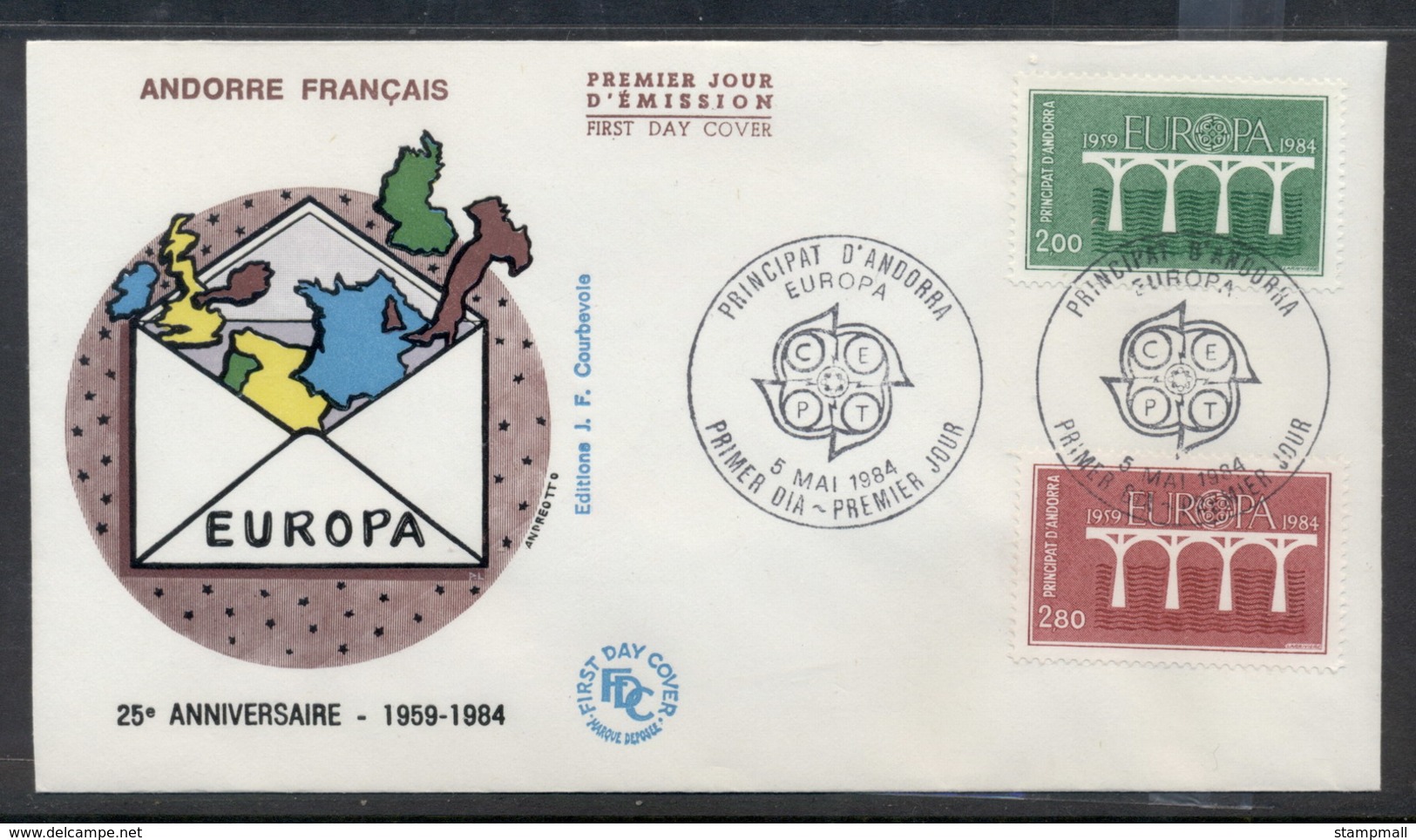 Andorra (Fr.) 1984 Europa Bridge FDC - Covers & Documents