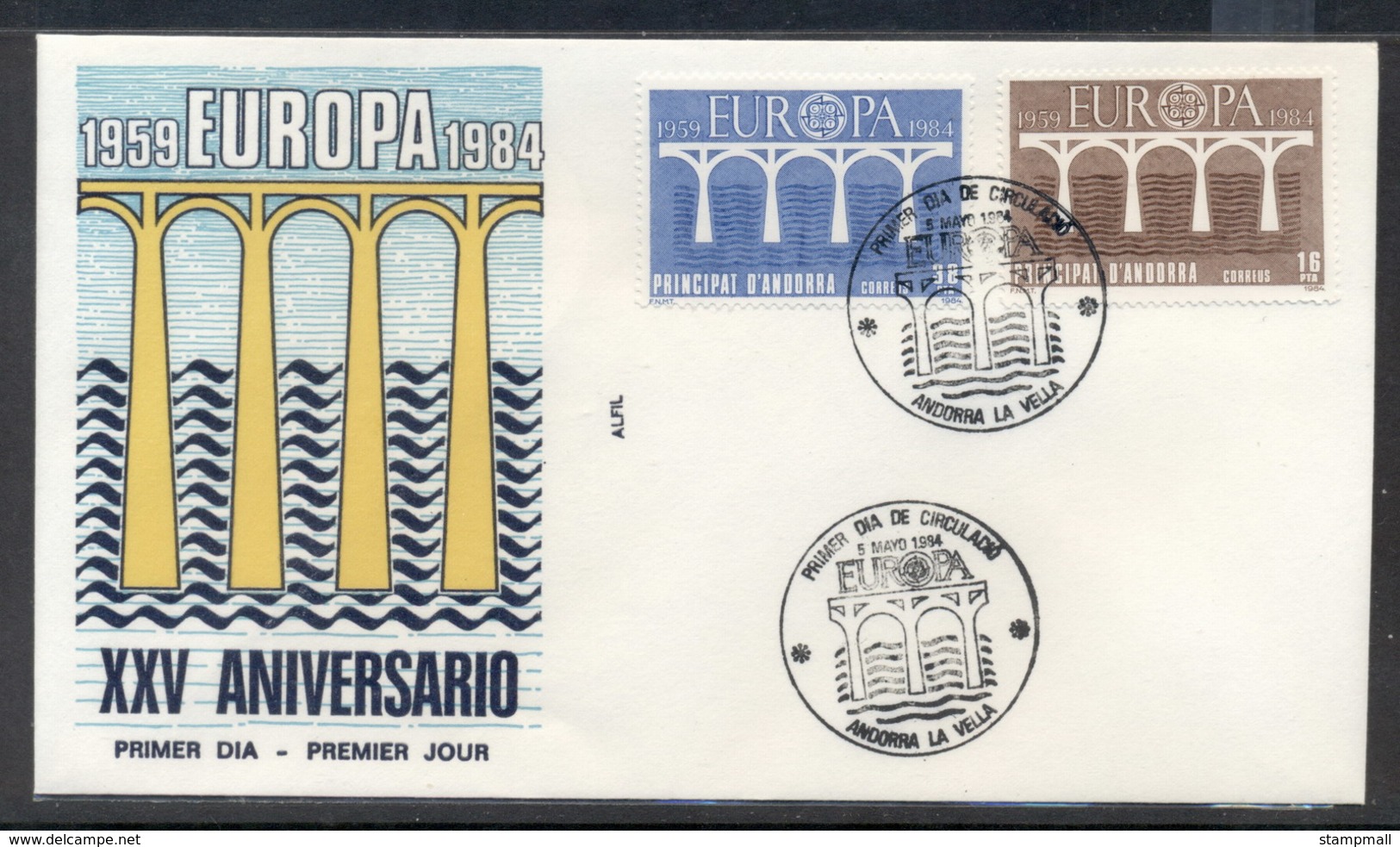 Andorra (Sp.) 1984 Europa Bridge FDC - Covers & Documents
