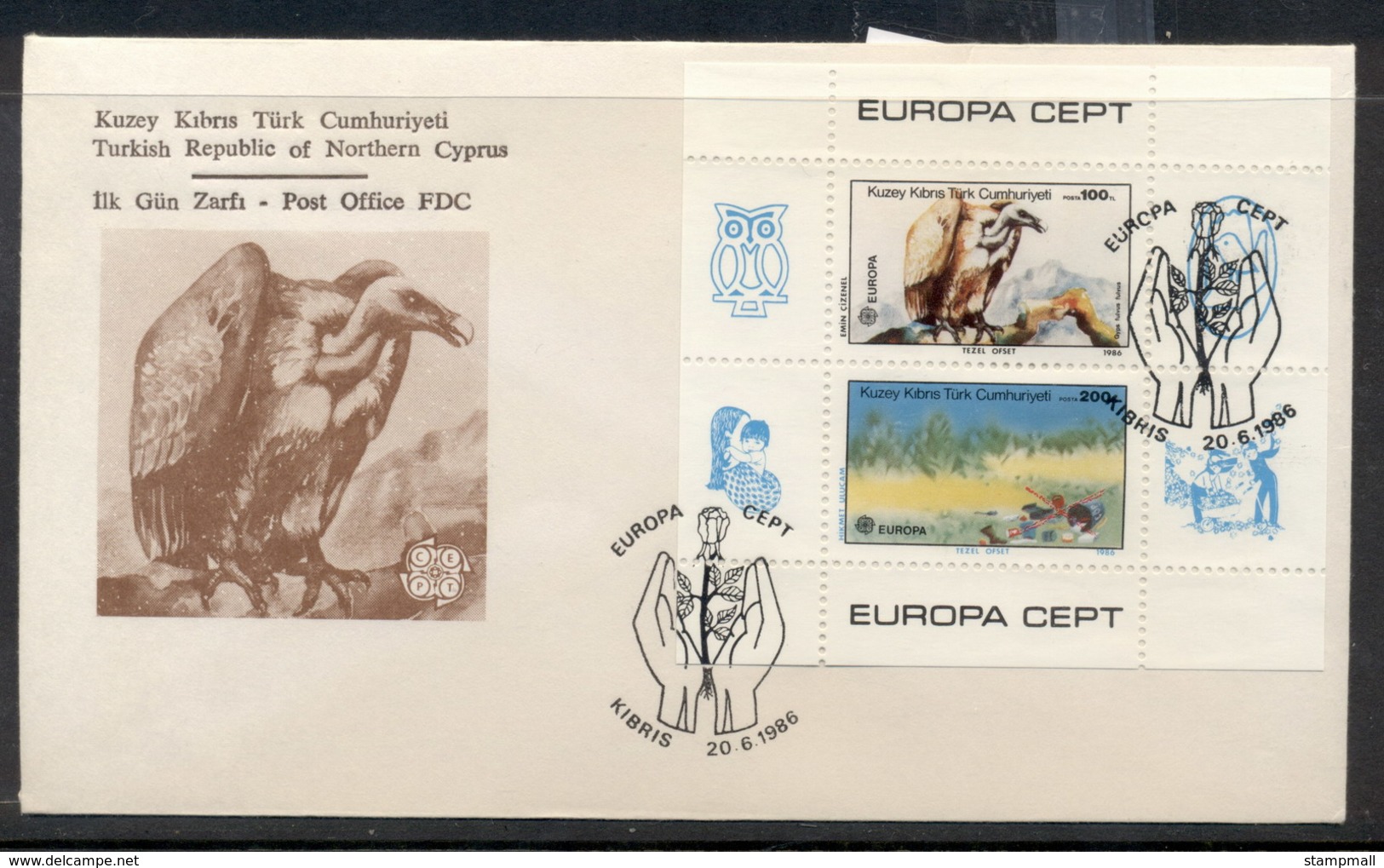 Cyprus Turkish 1986 Europa Environment MS FDC - Covers & Documents