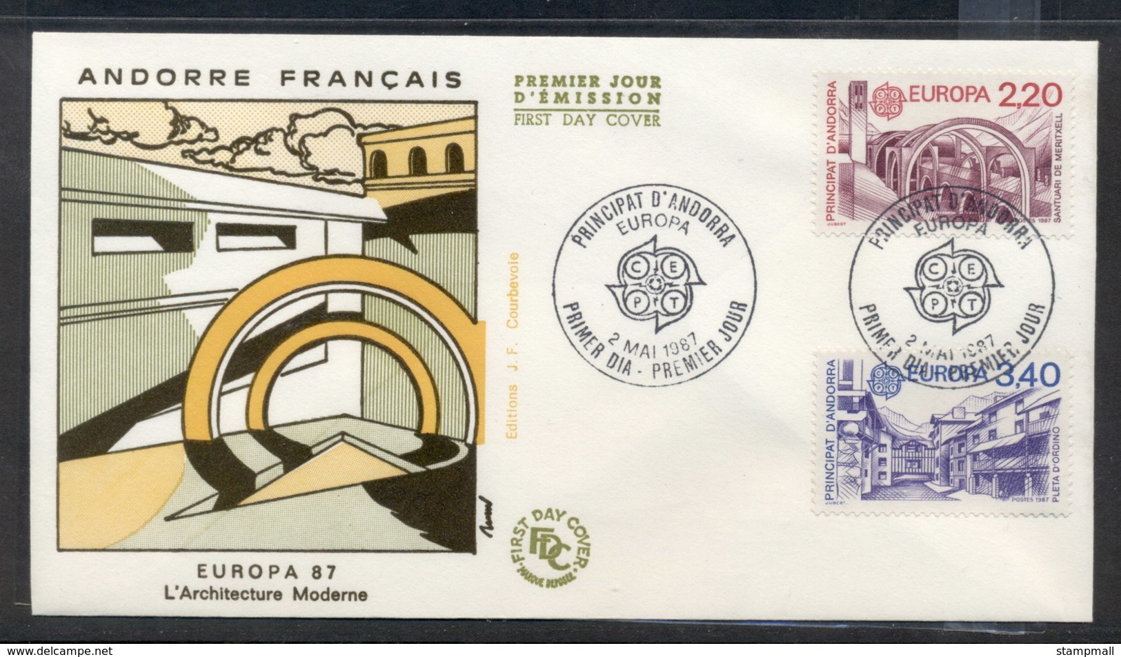 Andorra (Fr.) 1987 Europa Architecture FDC - Briefe U. Dokumente