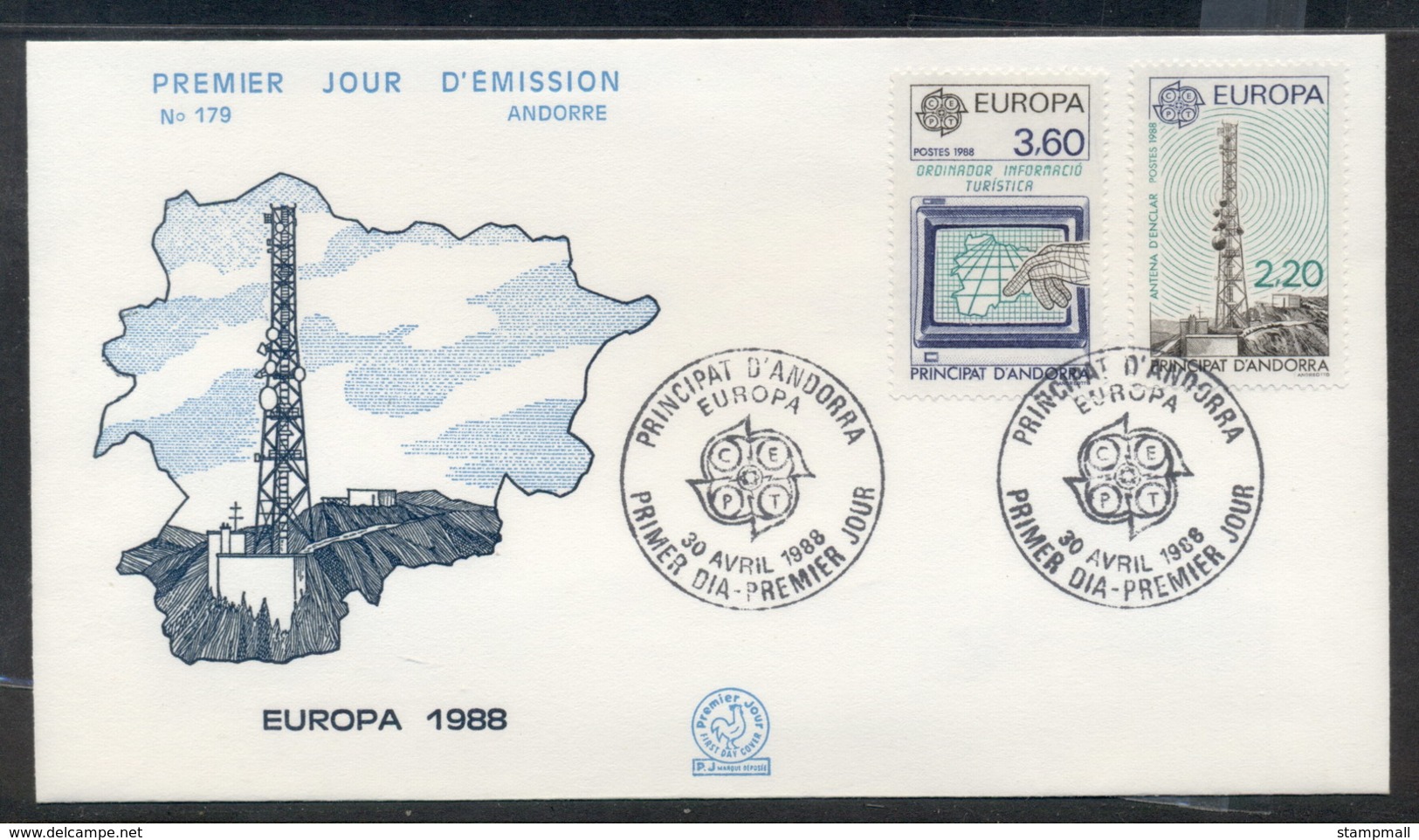 Andorra (Fr.) 1988 Europa Transport & Communication FDC - Brieven En Documenten