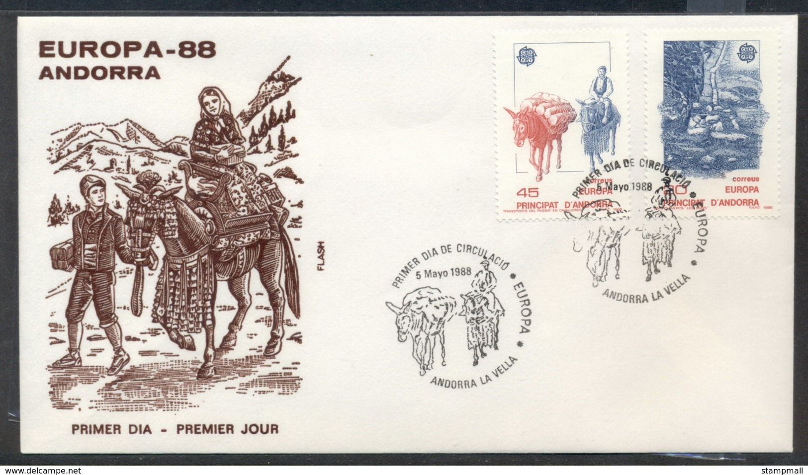 Andorra (Sp.) 1988 Europa Transport & Communication FDC - Covers & Documents