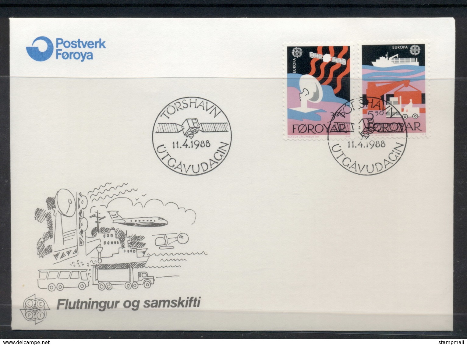 Faroe Is 1988 Europa Transport & Communication FDC - Faroe Islands