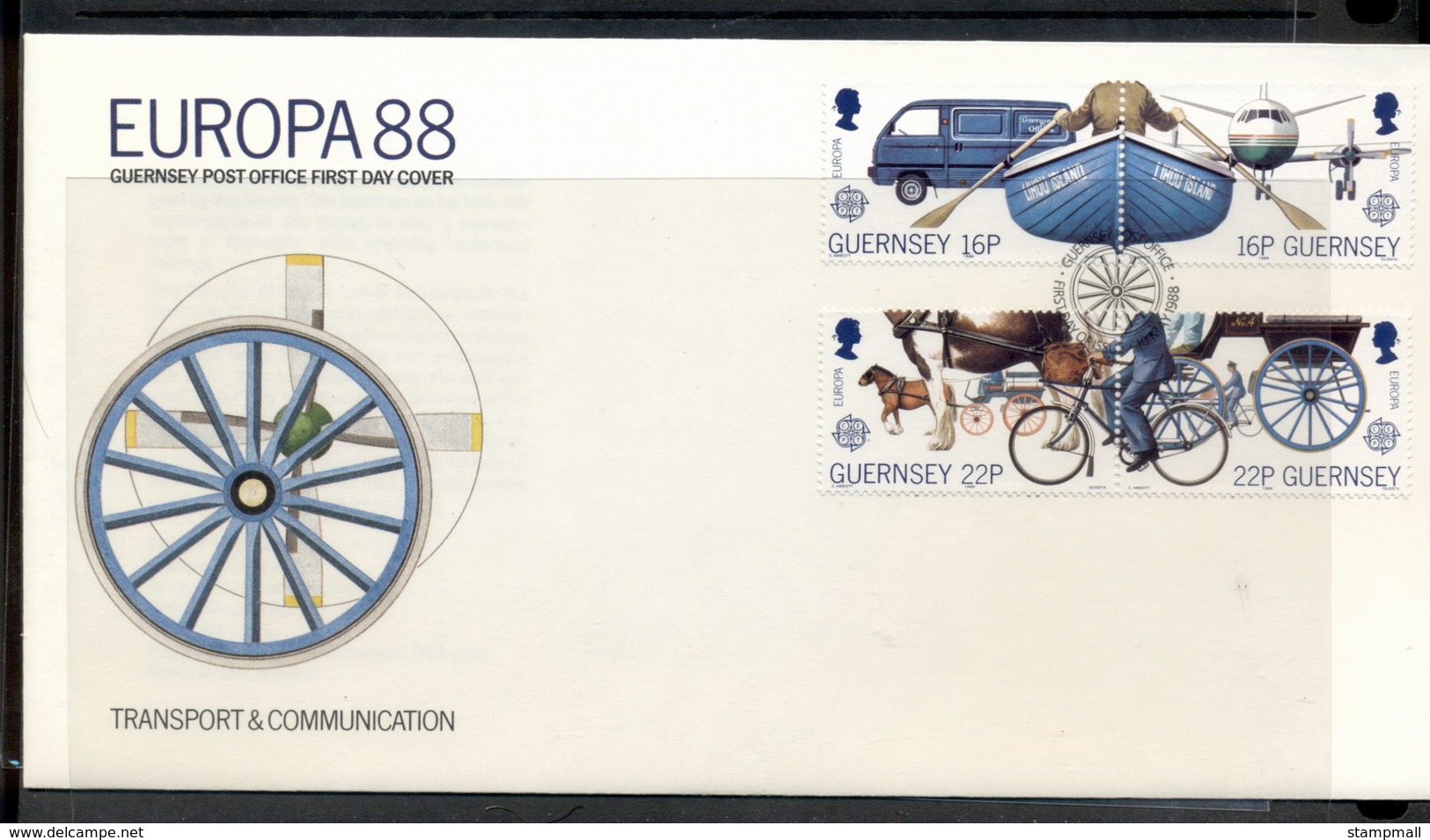 Guernsey 1988 Europa Transport & Communication FDC - Guernsey