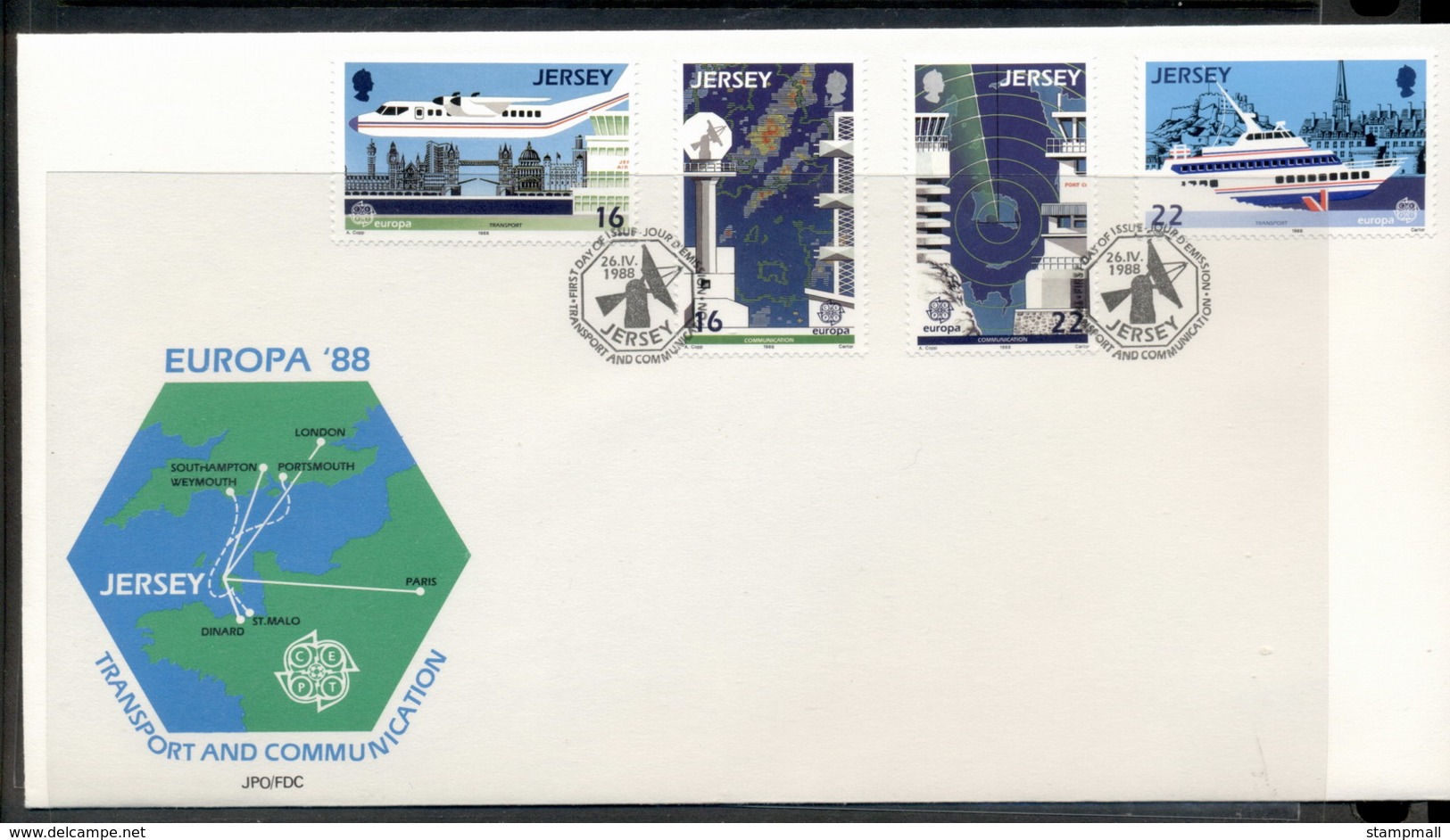 Jersey 1988 Europa Transport & Communication FDC - Jersey