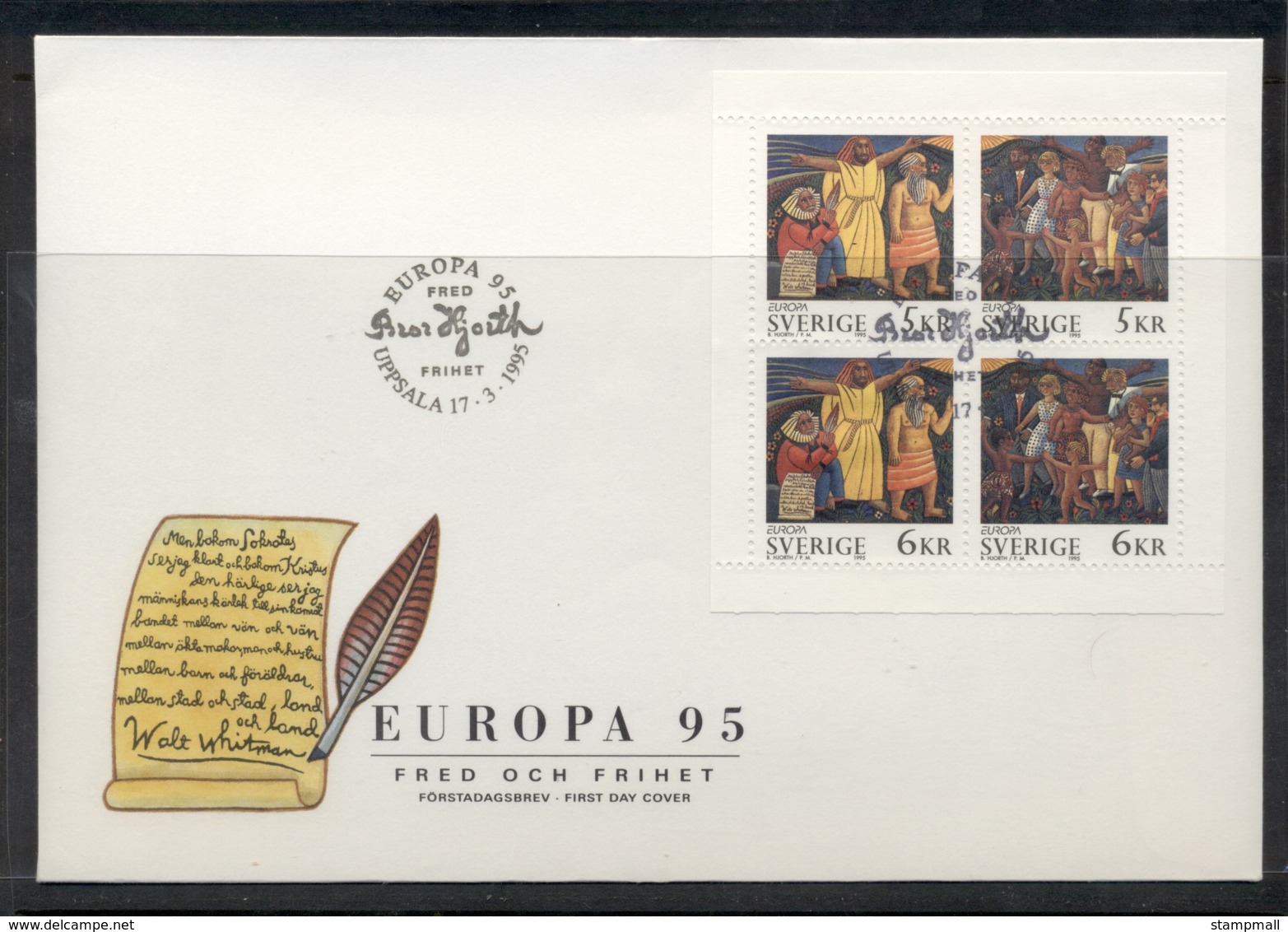 Sweden 1995 Europa Peace & Freedom MS FDC - FDC