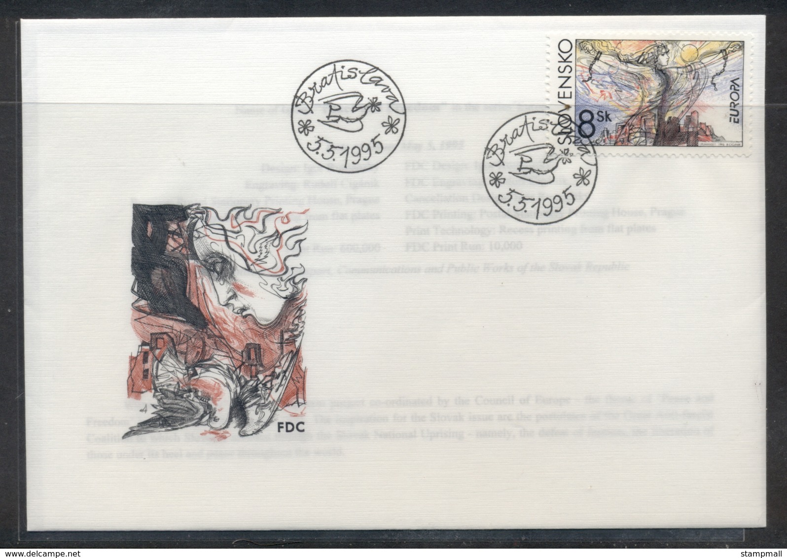 Slovakia 1995 Europa Peace & Freedom FDC - FDC