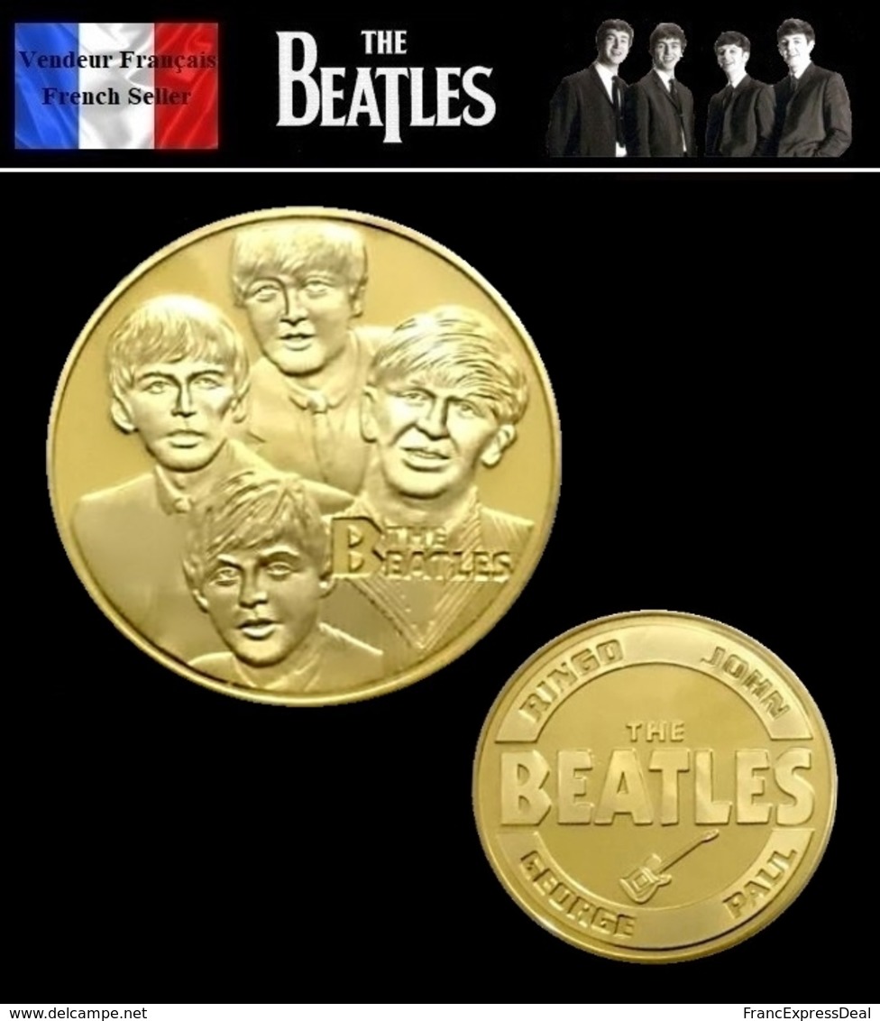 1 Pièce Plaquée OR ( GOLD Plated Coin ) - The Beatles  John Lennon, Paul McCartney, George Harrison Et Ringo Starr - Autres & Non Classés