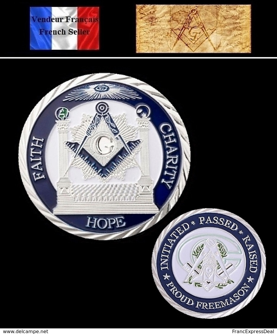 1 Pièce Plaquée ARGENT ( SILVER Plated Coin ) - Franc Maçon Freemason Masonic ( B2 ) - Other & Unclassified