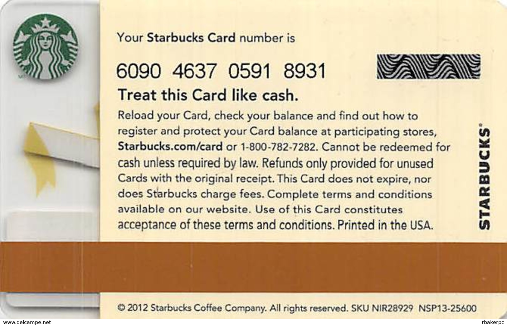 Starbucks Card / Gift Card (No Actual Cash Value) - Gift Cards