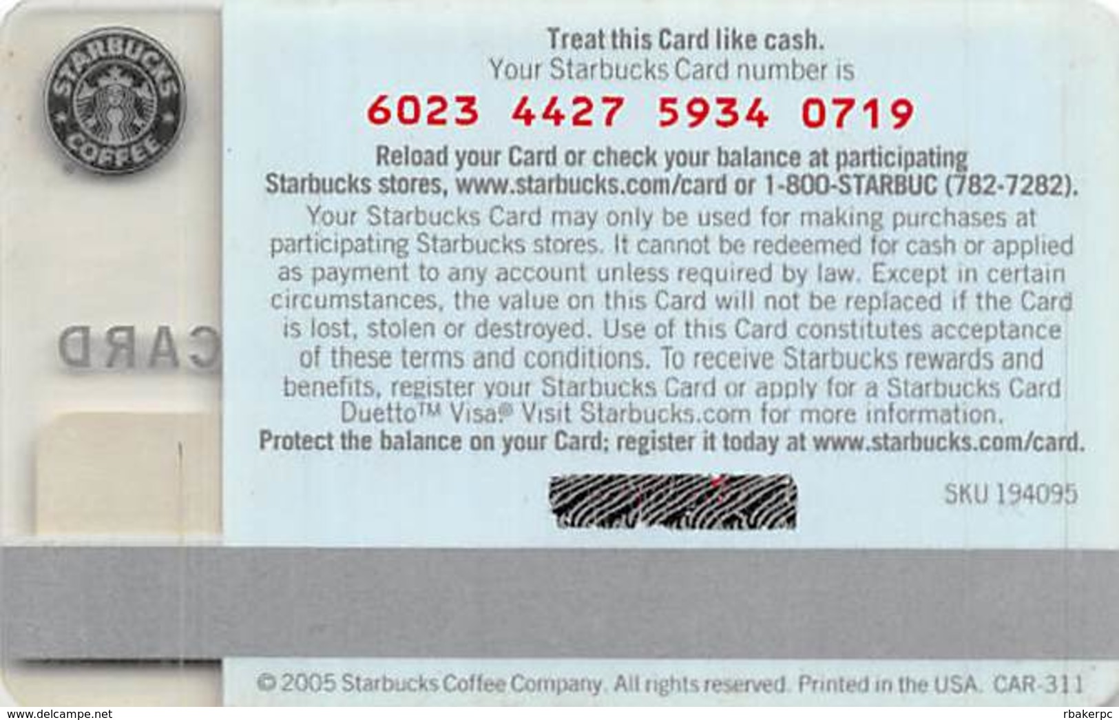 Starbucks Card / Gift Card (No Actual Cash Value) - Gift Cards