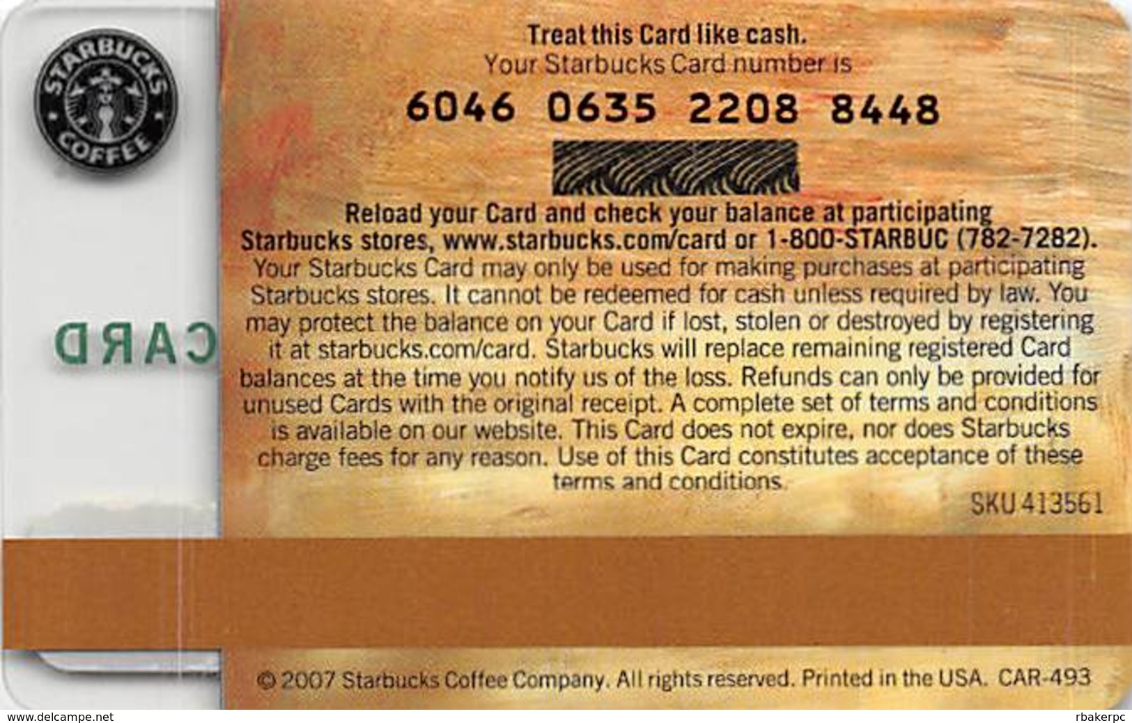 Starbucks Card / Gift Card (No Actual Cash Value) - Gift Cards