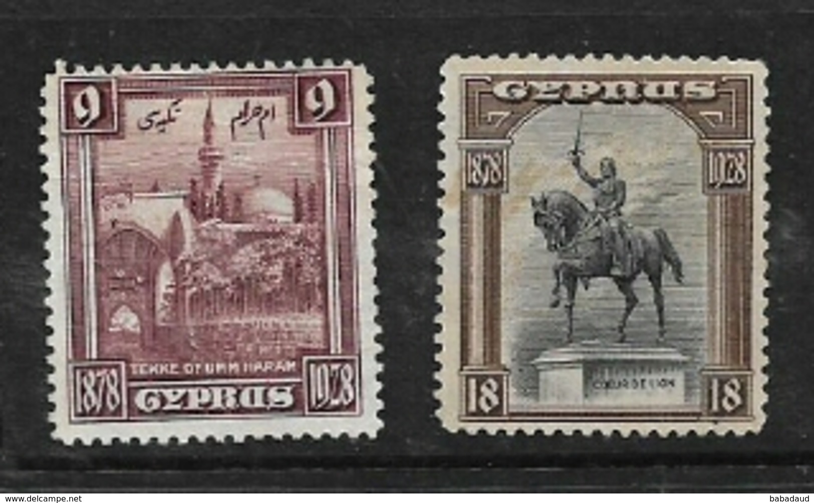 Cyprus, GVR, 1928, 50th Anniversary, 9p, 18p, Cleaned To Seem Unused, Cleaned,probably Fiscally Used - Cyprus (...-1960)