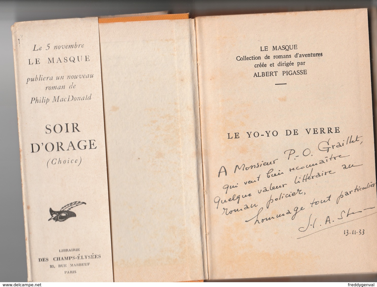 STANISLAS ANDRE STEEMAN LE YOYO DE VERRE    AVEC DEDICACE DE L'AUTEUR - Le Masque