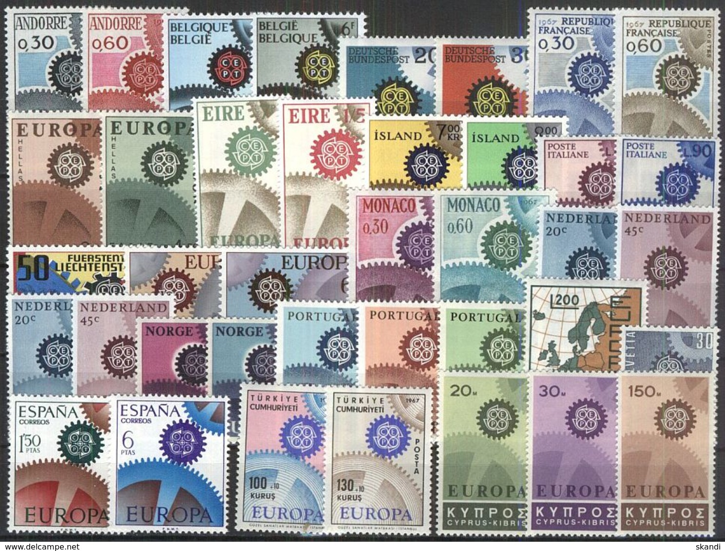 EUROPA - CEPT Jahrgang 1967 Complete Year Set ** MNH - 1967