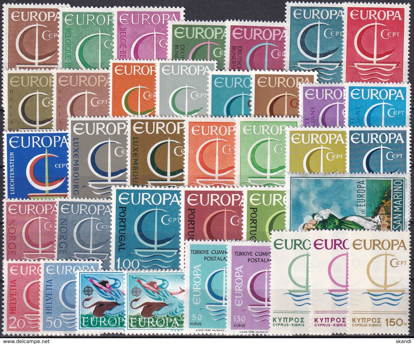 EUROPA - CEPT Jahrgang 1966 Complete Year Set ** MNH - 1966
