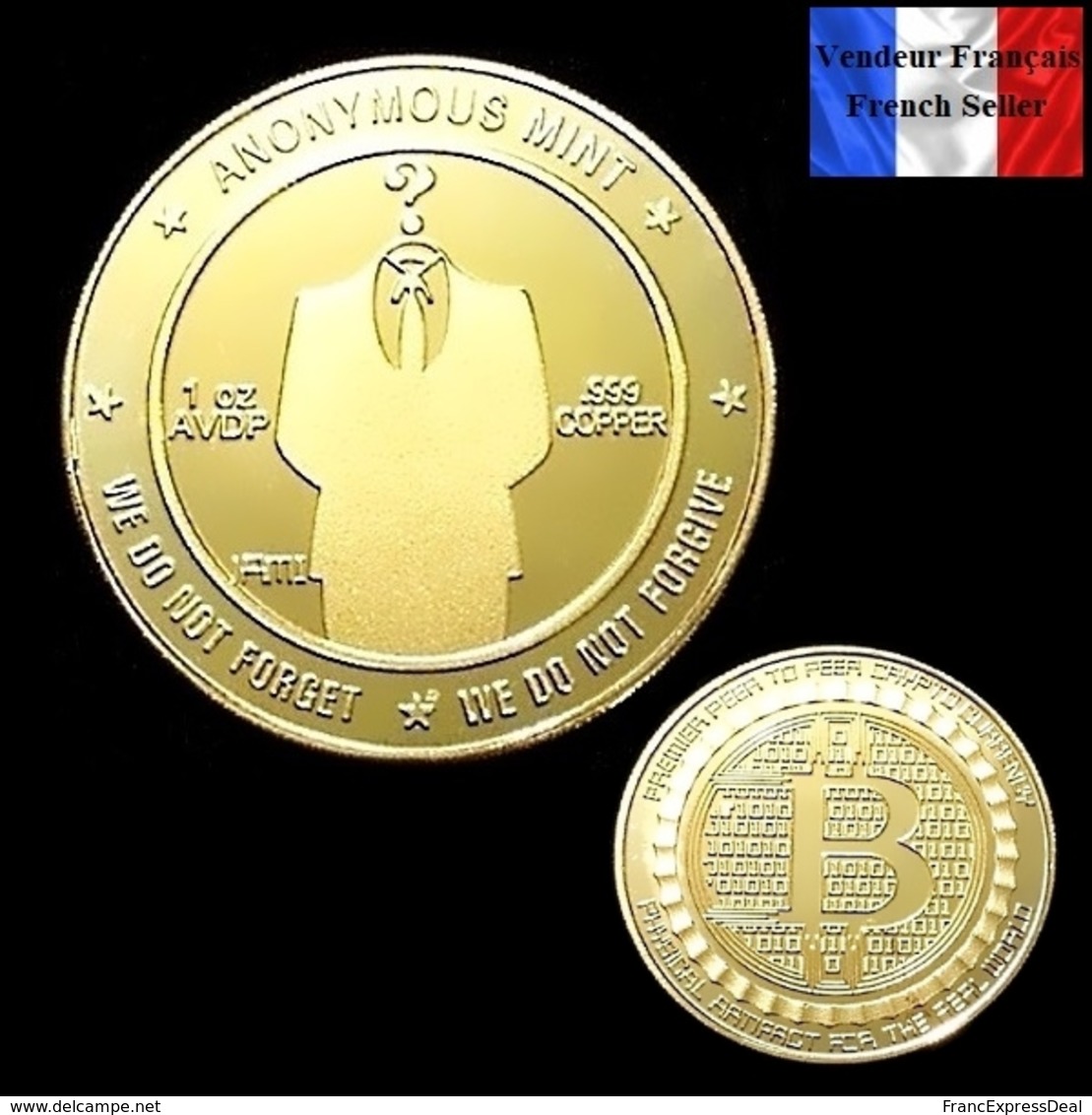 1 Pièce Plaquée OR ( GOLD Plated Coin ) - Bitcoin Anonymous BTC ( Ref 1 ) - Other & Unclassified