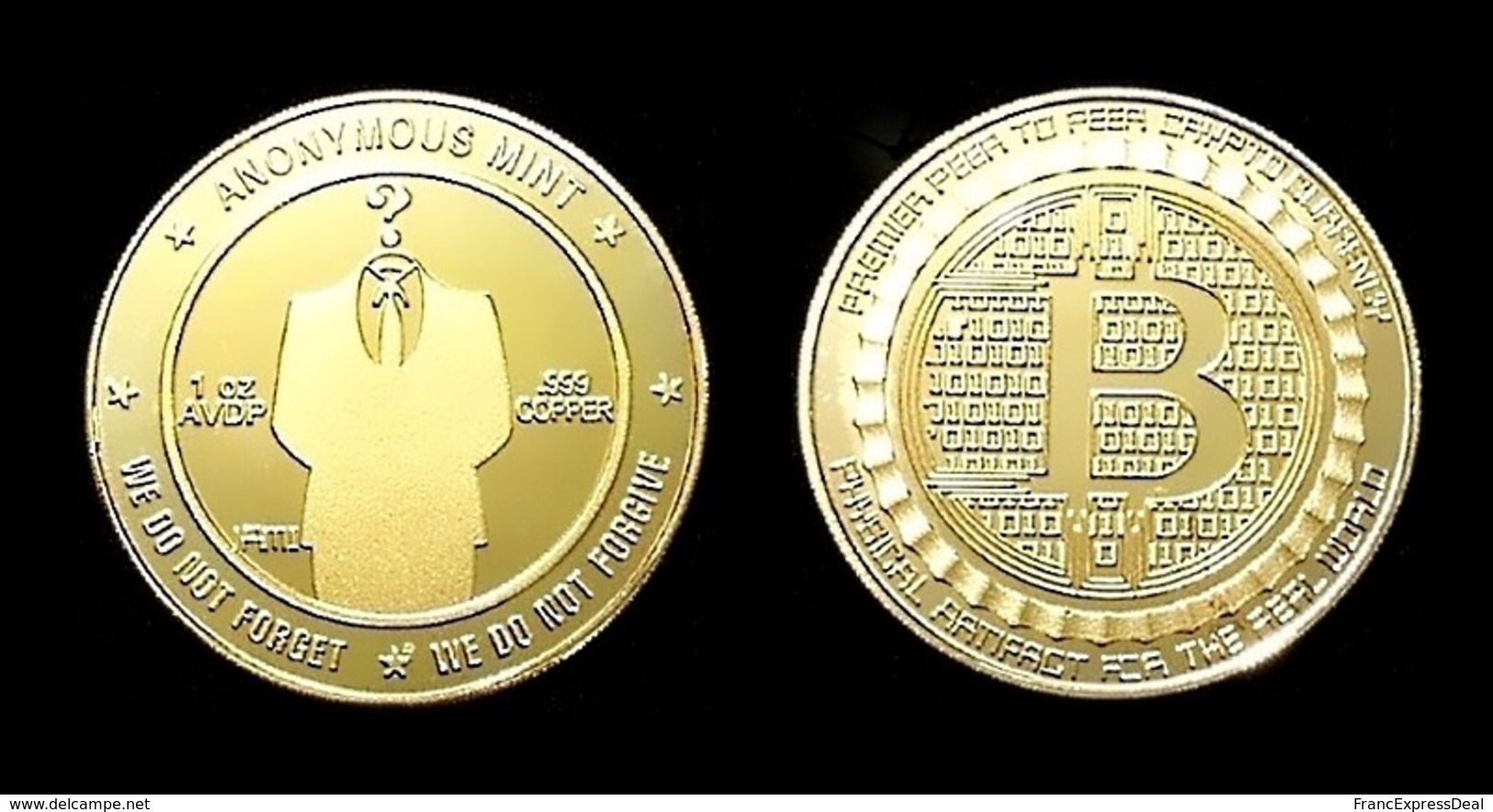 1 Pièce Plaquée OR ( GOLD Plated Coin ) - Bitcoin Anonymous BTC ( Ref 1 ) - Other & Unclassified