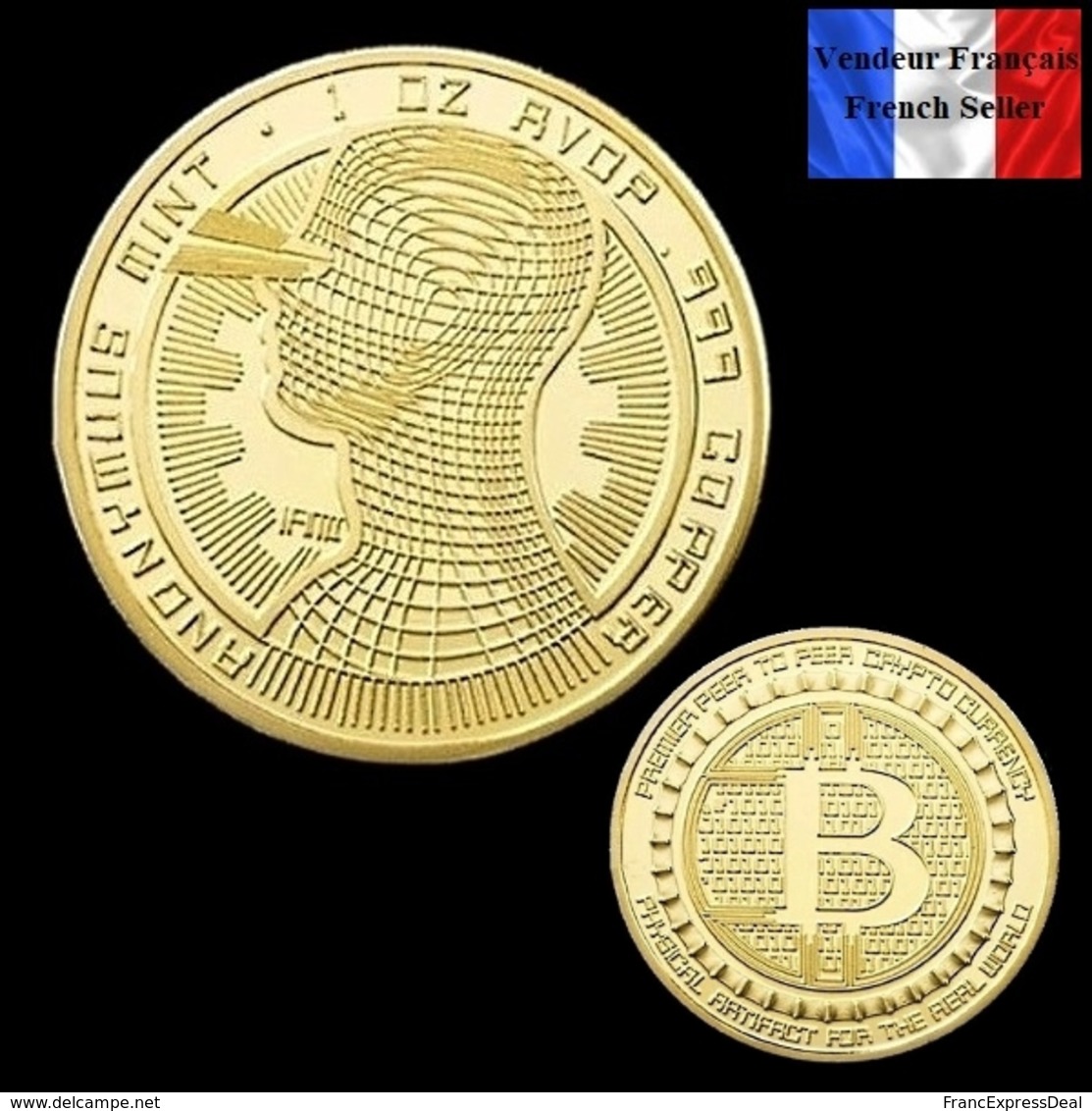 1 Pièce Plaquée OR ( GOLD Plated Coin ) - Bitcoin Anonymous BTC ( Ref 3 ) - Other & Unclassified