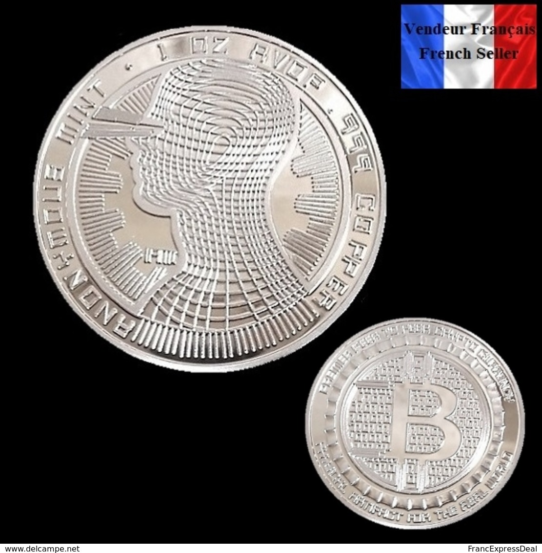 1 Pièce Plaquée ARGENT ( SILVER Plated Coin ) - Bitcoin Anonymous BTC ( Ref 4 ) - Other & Unclassified